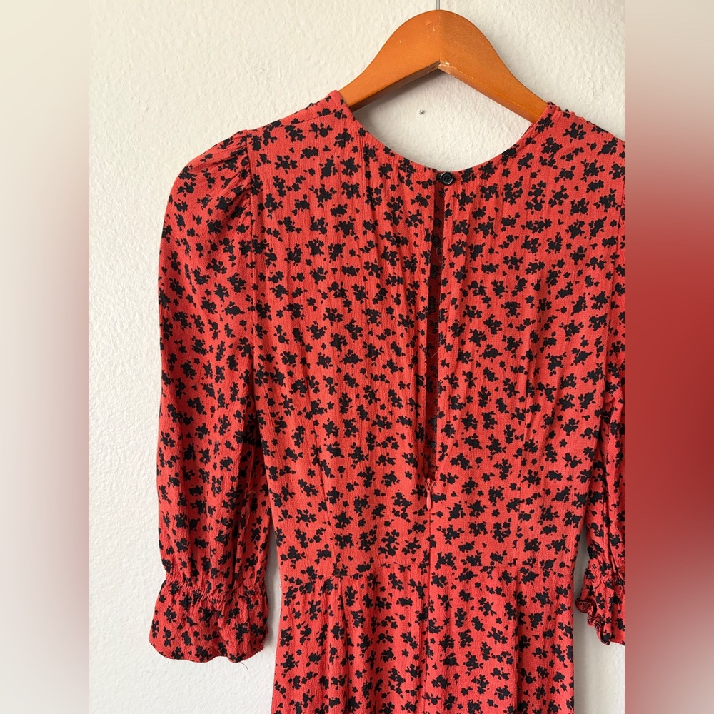 Nobody’s Child Red Floral Maxi Dress with Puff Sleeves Women’s Size 2 Small - Picture 6 of 13